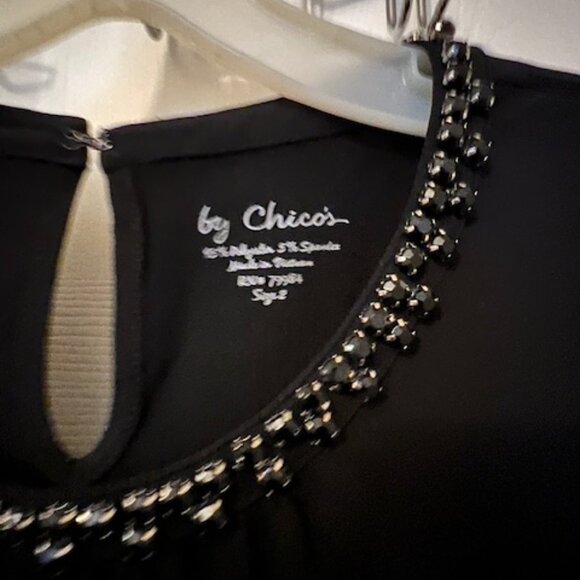 Chico's Women's Top, Black with beaded neckline, size 2 - Picture 2 of 3